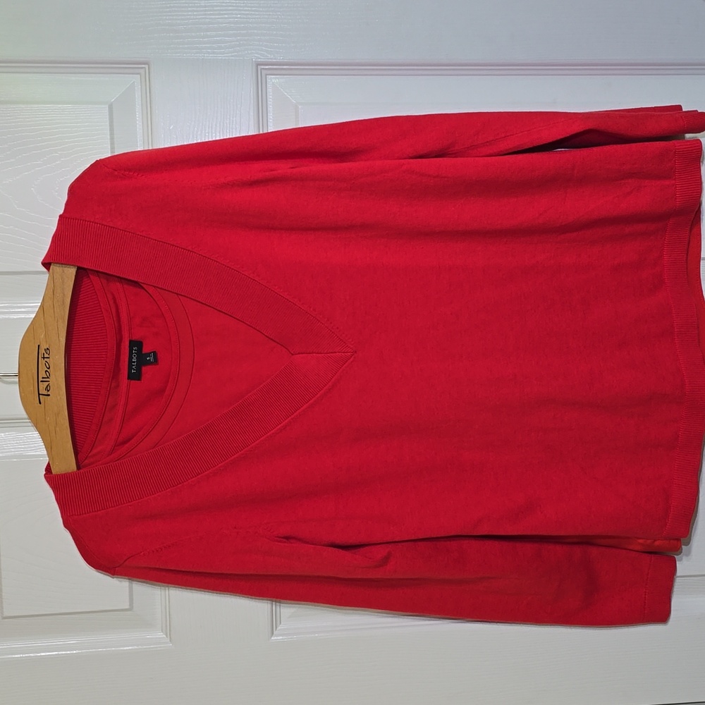 Talbots 2 Pc Bold Red V-Neck Sweater with Matching Tank